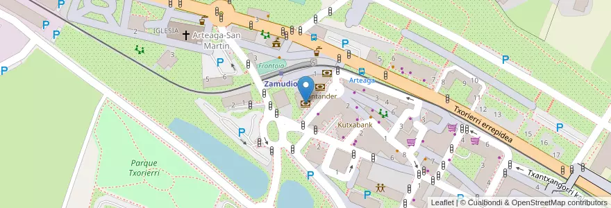 Mapa de ubicacion de CaixaBank en اسپانیا, Euskadi, Bizkaia, Bilboaldea, Zamudio.
