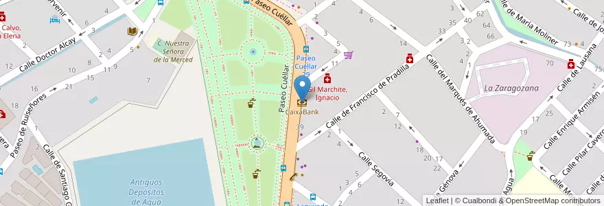 Mapa de ubicacion de CaixaBank en 스페인, Aragón, 사라고사, Zaragoza, 사라고사.