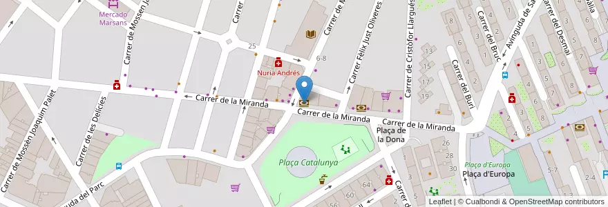 Mapa de ubicacion de CaixaBank en اسپانیا, Catalunya, Barcelona, Baix Llobregat, Cornellà De Llobregat.