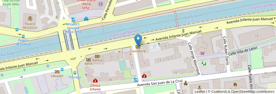 Mapa de ubicacion de CaixaBank en Spanje, Murcia, Murcia, Área Metropolitana De Murcia, Murcia.