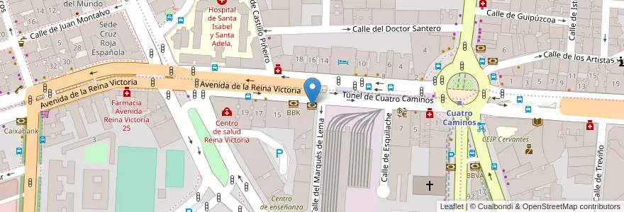 Mapa de ubicacion de Caja Castilla La Mancha en Spanje, Comunidad De Madrid, Comunidad De Madrid, Área Metropolitana De Madrid Y Corredor Del Henares, Madrid.