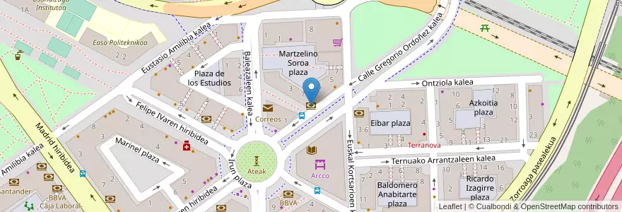 Mapa de ubicacion de Caja Laboral-Euskadiko Kutxa en اسپانیا, Euskadi, Gipuzkoa, Donostialdea, Donostia/San Sebastián.