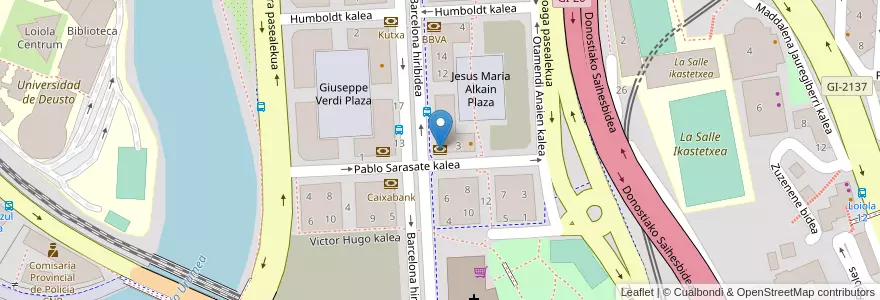 Mapa de ubicacion de Caja Laboral Kutxa en 西班牙, 巴斯克, Gipuzkoa, Donostialdea, Donostia/San Sebastián.