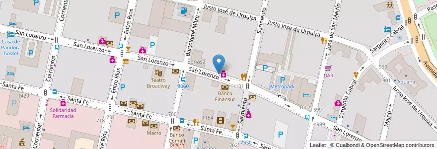 Mapa de ubicacion de Caja Popular de Tucumán en 아르헨티나, Santa Fe, Departamento Rosario, Municipio De Rosario, 로사리오.