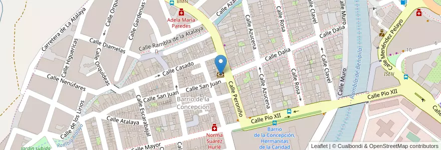 Mapa de ubicacion de Cajamar Barrio de la Concepción en スペイン, ムルシア州, ムルシア州, Campo De Cartagena Y Mar Menor, Cartagena.