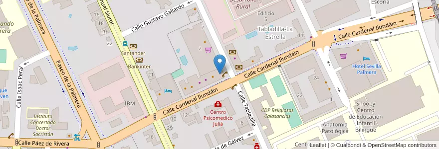 Mapa de ubicacion de CajaSol (CaixaBank) en 스페인, Andalucía, Sevilla, 세비야.