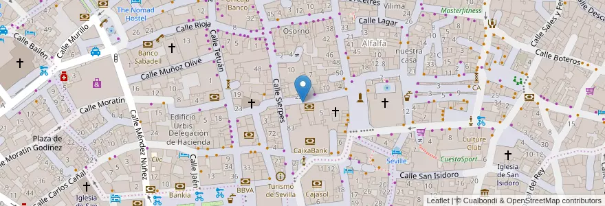 Mapa de ubicacion de CajaSur en España, Andalucía, Sevilla, Sevilla.