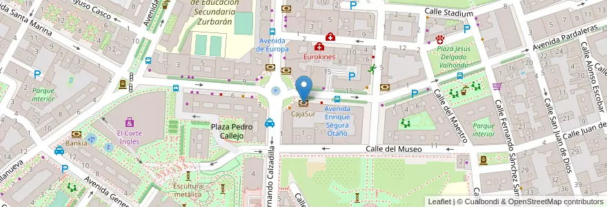 Mapa de ubicacion de CajaSur en 스페인, Extremadura, 바다호스, Tierra De Badajoz, 바다호스.