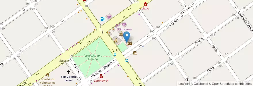 Mapa de ubicacion de Cajero Automatico Bancared en Аргентина, Буэнос-Айрес, Partido De San Vicente.