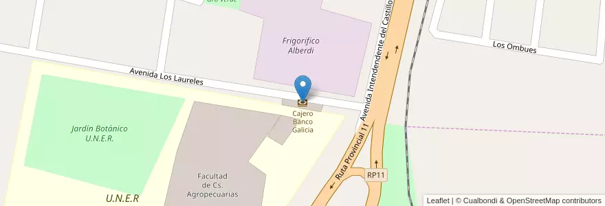 Mapa de ubicacion de Cajero Banco Galicia en آرژانتین, استان انتره ریوس, Departamento Paraná, Distrito Sauce, Oro Verde.