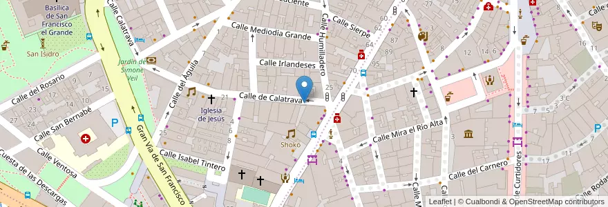 Mapa de ubicacion de CALATRAVA, CALLE, DE,5 en スペイン, マドリード州, Comunidad De Madrid, Área Metropolitana De Madrid Y Corredor Del Henares, Madrid.