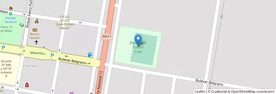 Mapa de ubicacion de Calchaquí Futbol Club en Argentinien, Santa Fe, Departamento Vera, Municipio De Calchaquí.