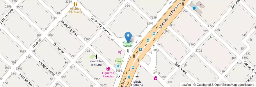 Mapa de ubicacion de Calesita Marconi en アルゼンチン, ブエノスアイレス州, Partido De La Matanza, Isidro Casanova.