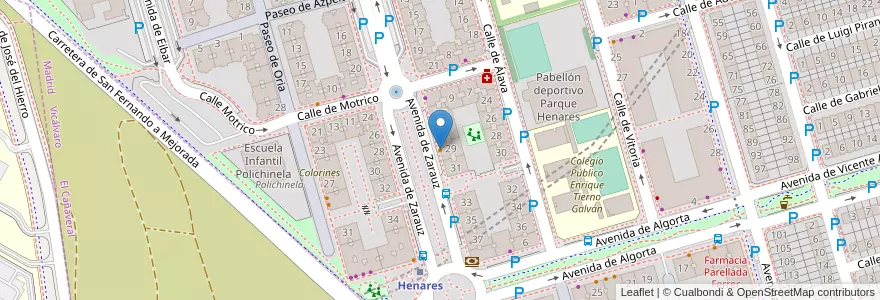 Mapa de ubicacion de Calichitas en Испания, Мадрид, Мадрид, Área Metropolitana De Madrid Y Corredor Del Henares, San Fernando De Henares.
