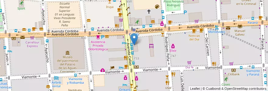 Mapa de ubicacion de Callao Pedicuros, San Nicolas en Arjantin, Ciudad Autónoma De Buenos Aires, Buenos Aires.