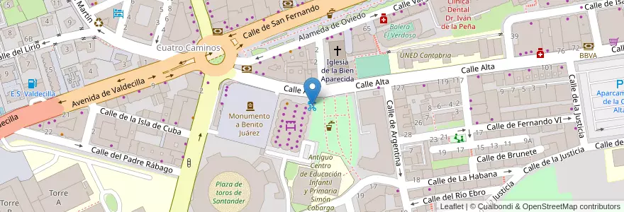 Mapa de ubicacion de Calle Alta en Espagne, Cantabrie, Cantabria, Santander, Santander.
