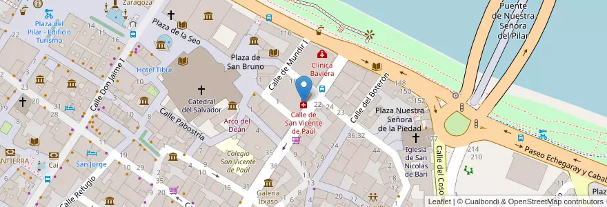 Mapa de ubicacion de Calle de San Vicente de Paúl en スペイン, アラゴン州, サラゴサ, Zaragoza, サラゴサ.
