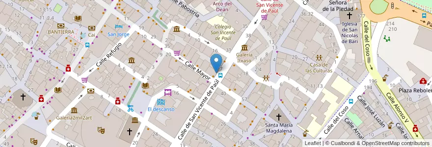 Mapa de ubicacion de Calle de San Vicente de Paúl en スペイン, アラゴン州, サラゴサ, Zaragoza, サラゴサ.