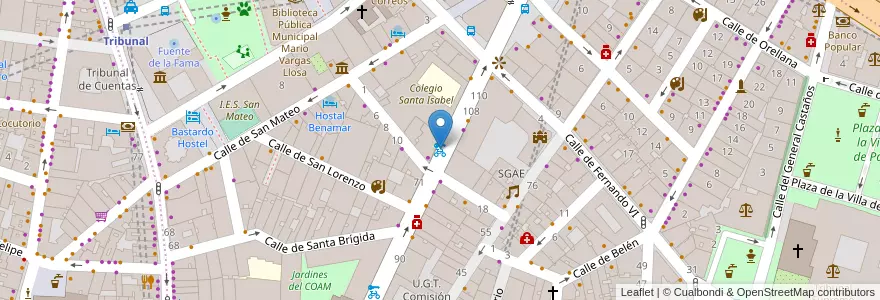Mapa de ubicacion de Calle Hortaleza en إسبانيا, منطقة مدريد, منطقة مدريد, Área Metropolitana De Madrid Y Corredor Del Henares, مدريد.