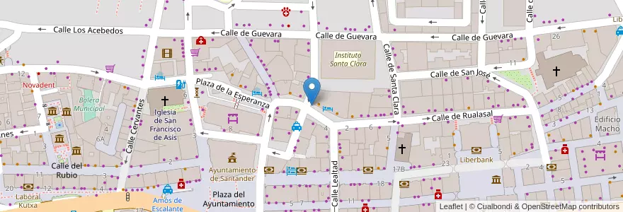 Mapa de ubicacion de Calle Rualasal - Hotel Colisem en اسپانیا, Cantabria, استان کانتابریا, Santander, Santander.