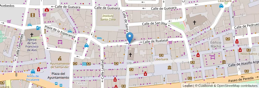 Mapa de ubicacion de Calle Rualasal en إسبانيا, كانتابريا, منطقة كانتابريا, Santander, Santander.