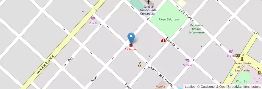Mapa de ubicacion de Callegari en Arjantin, Buenos Aires, Partido De General Belgrano, General Belgrano.