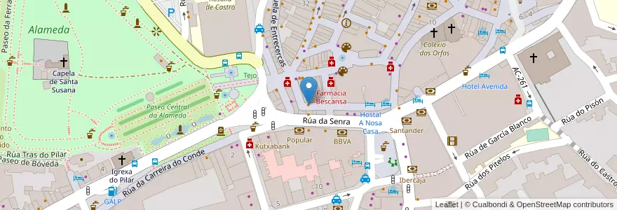 Mapa de ubicacion de Calpe en スペイン, ガリシア州, A Coruña, Santiago, Santiago De Compostela.