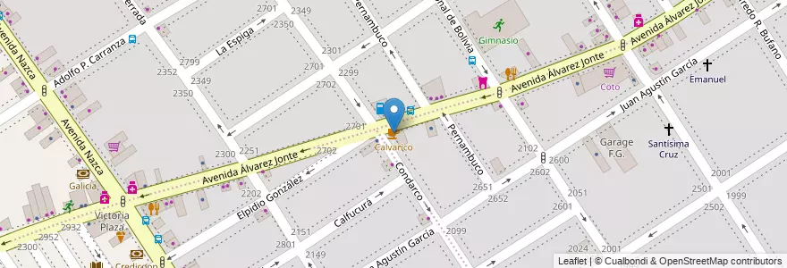Mapa de ubicacion de Calvarico, Villa General Mitre en Argentinien, Ciudad Autónoma De Buenos Aires, Buenos Aires, Comuna 11.