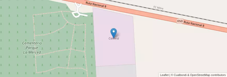 Mapa de ubicacion de Calwest en Arjantin, Buenos Aires, Partido De Pergamino.