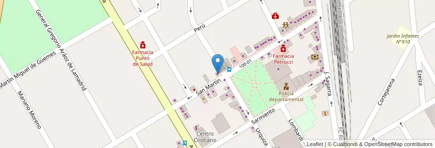 Mapa de ubicacion de Calzados Gustavo en Arjantin, Buenos Aires, Partido De San Vicente.