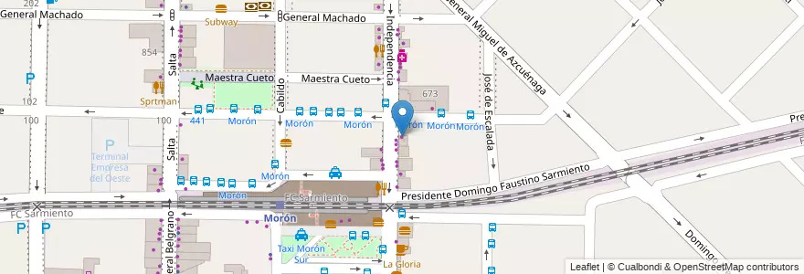 Mapa de ubicacion de Calzados Matias en アルゼンチン, ブエノスアイレス州, Partido De Morón, Morón.