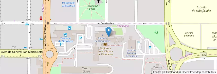 Mapa de ubicacion de Cámara de Diputados en アルゼンチン, ラ・パンパ州, Municipio De Santa Rosa, Departamento Capital, Santa Rosa.