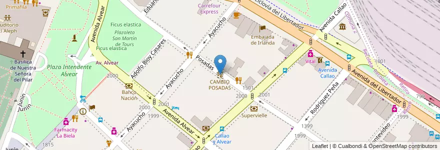 Mapa de ubicacion de CAMBIO POSADAS, Recoleta en Argentinien, Ciudad Autónoma De Buenos Aires, Comuna 1, Buenos Aires.