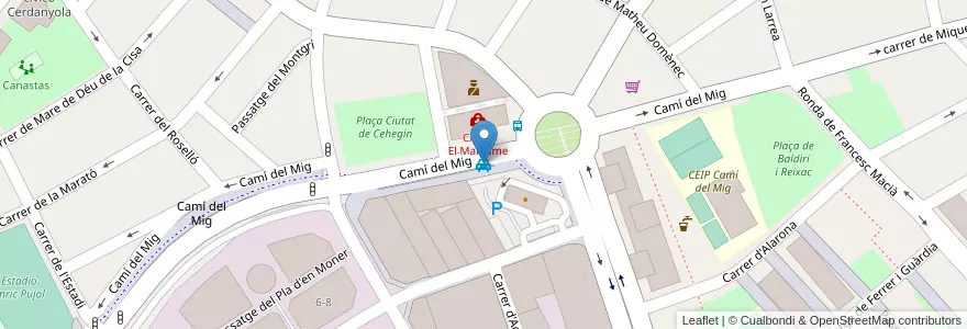Mapa de ubicacion de Camí del Mig en İspanya, Catalunya, Barcelona, Maresme, Mataró.