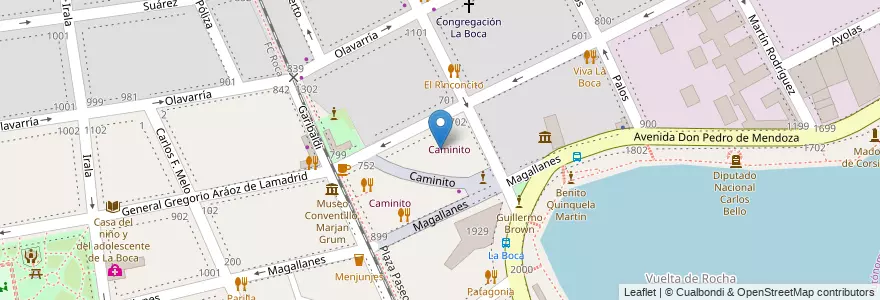 Mapa de ubicacion de Caminito, Boca en 아르헨티나, Ciudad Autónoma De Buenos Aires, Comuna 4, 부에노스아이레스.