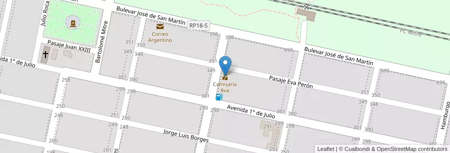 Mapa de ubicacion de Camisaría 8va en アルゼンチン, サンタフェ州, Departamento San Lorenzo, Municipio De San Jerónimo Sud, San Jerónimo Sud.