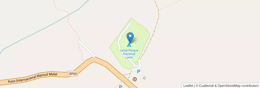 Mapa de ubicacion de camp Parque Nacional Lanín en アルゼンチン, チリ, ネウケン州, Departamento Huiliches.