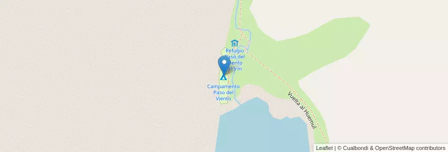 Mapa de ubicacion de Campamento Paso del Viento en Argentina, Santa Cruz, Lago Argentino.