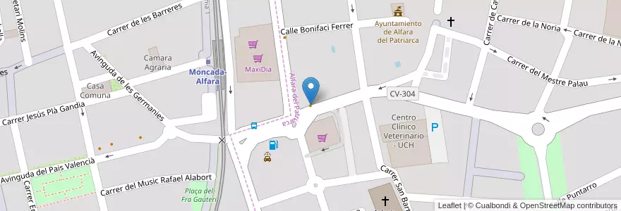Mapa de ubicacion de Campanaris en スペイン, バレンシア州, València / Valencia, L'Horta Nord, Moncada.