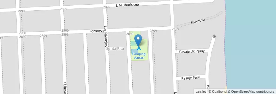 Mapa de ubicacion de Camping Aatrac en Arjantin, Santa Fe, Departamento Rosario, Municipio De Granadero Baigorria, Granadero Baigorria.