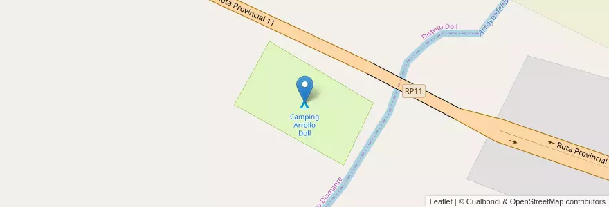 Mapa de ubicacion de Camping Arrollo Doll en Arjantin, Entre Ríos, Departamento Diamante, Distrito Doll.