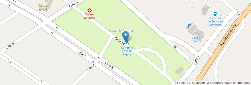 Mapa de ubicacion de Camping Casa de Piedra en الأرجنتين, La Pampa, Comisión De Fomento De Casa De Piedra, Departamento Puelén.