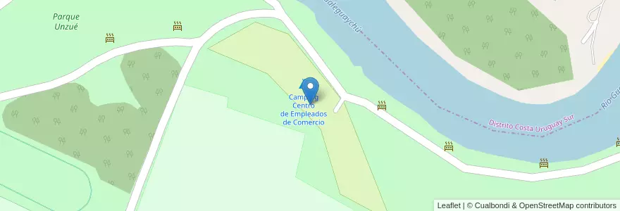 Mapa de ubicacion de Camping Centro de Empleados de Comercio en Arjantin, Entre Ríos, Departamento Gualeguaychú, Distrito Costa Uruguay Norte, Gualeguaychú, Gualeguaychú.