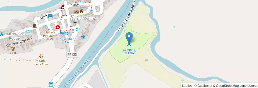 Mapa de ubicacion de Camping de Félix en آرژانتین, Finca El Potrero, Salta, Departamento Iruya, Municipio Iruya.