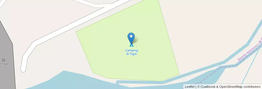 Mapa de ubicacion de Camping El Tigre en アルゼンチン, チリ, メンドーサ州, Departamento San Rafael, Distrito Veinticinco De Mayo.