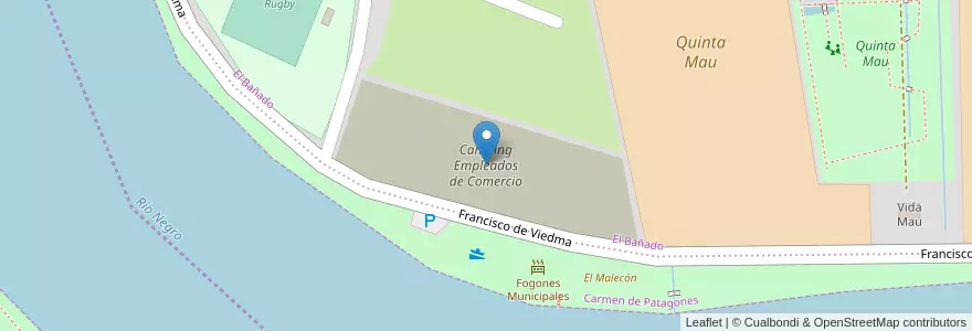 Mapa de ubicacion de Camping Empleados de Comercio en آرژانتین, استان ریو نگرو، آرژانتین, Departamento Adolfo Alsina, Viedma, Viedma.