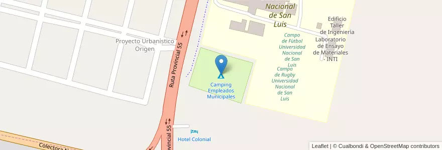 Mapa de ubicacion de Camping Empleados Municipales en 阿根廷, San Luis, General Pedernera, Municipio De Villa Mercedes.