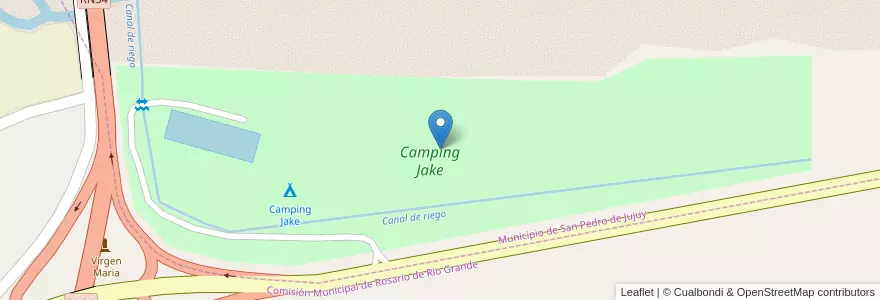 Mapa de ubicacion de Camping Jake en アルゼンチン, フフイ州, Departamento San Pedro, Comisión Municipal De Rosario De Río Grande.