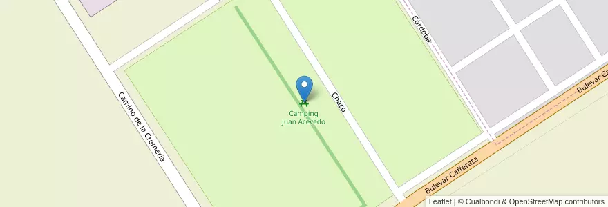 Mapa de ubicacion de Camping Juan Acevedo en 阿根廷, Santa Fe, Departamento San Lorenzo, Municipio De Ricardone.