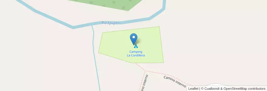 Mapa de ubicacion de Camping La Cordillera en Argentina, Chile, Chubut, Departamento Cushamen.